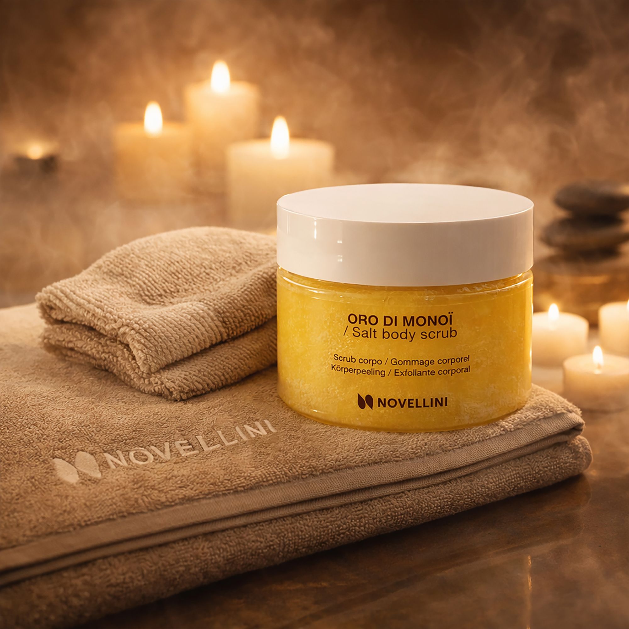 Kit wellness: exfoliante, guante exfoliante y suave toalla